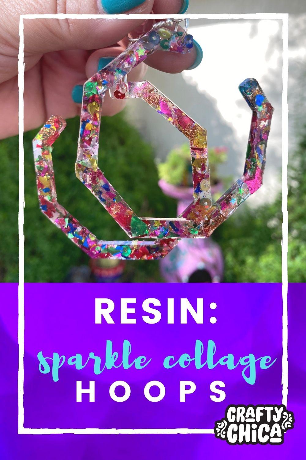 Resin crafts! How to make sparkle collage earrings #craftychica #resincrafts #glitterresin