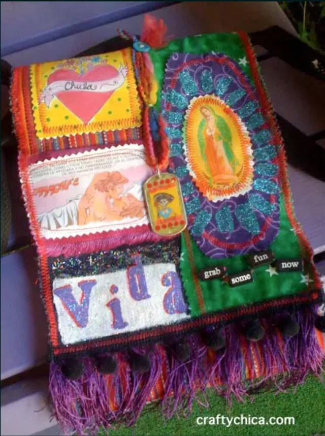 fabric collage purse