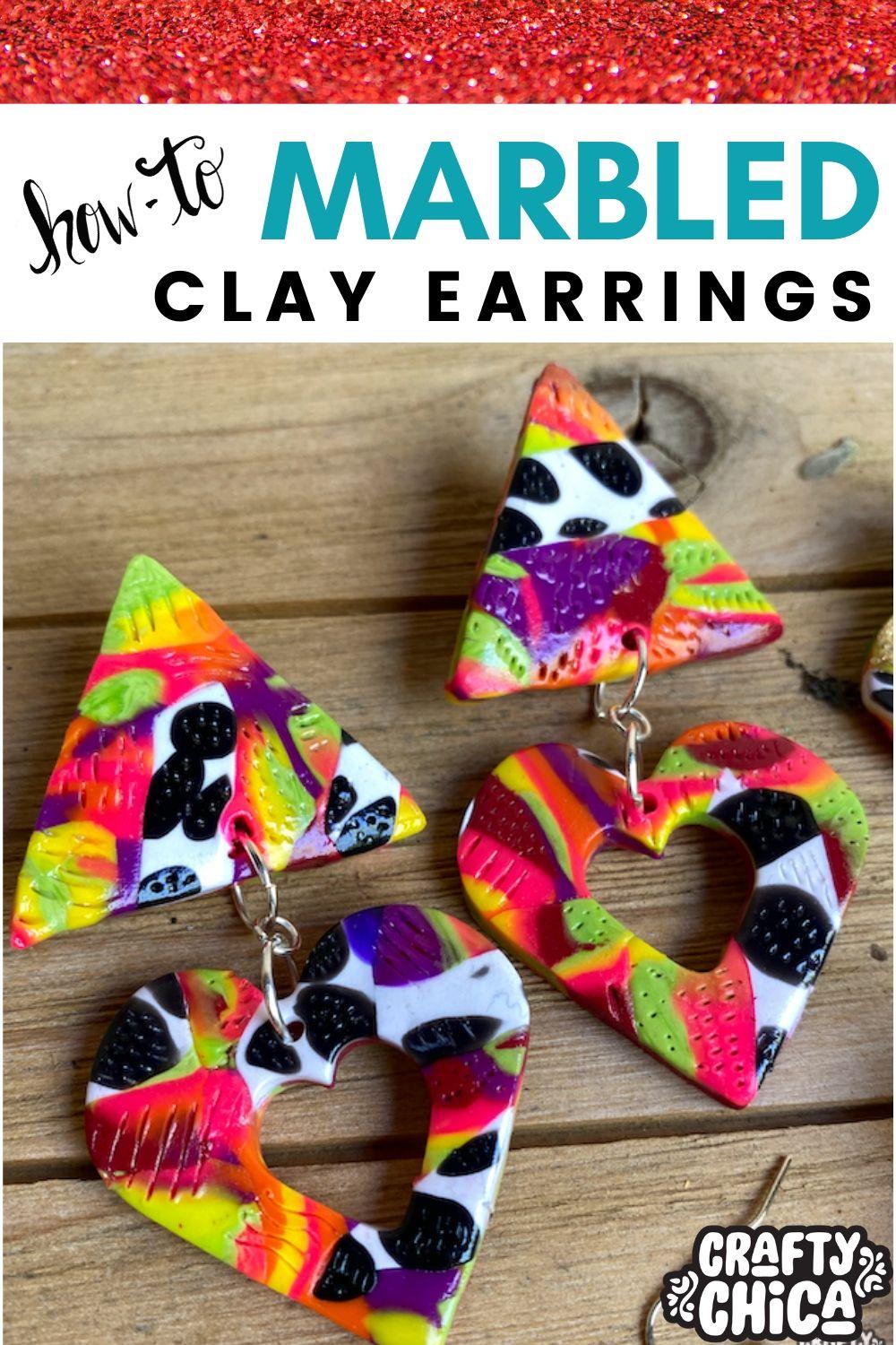 how to make beautiful marbled polymer clay earrings! #craftychica