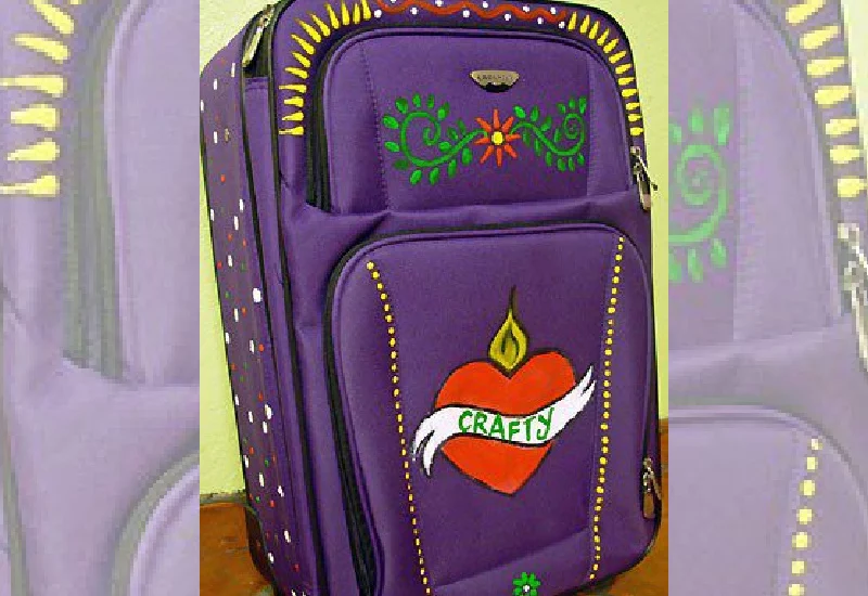 Custom painted suitcase/luggage. Fabric paint and stencils