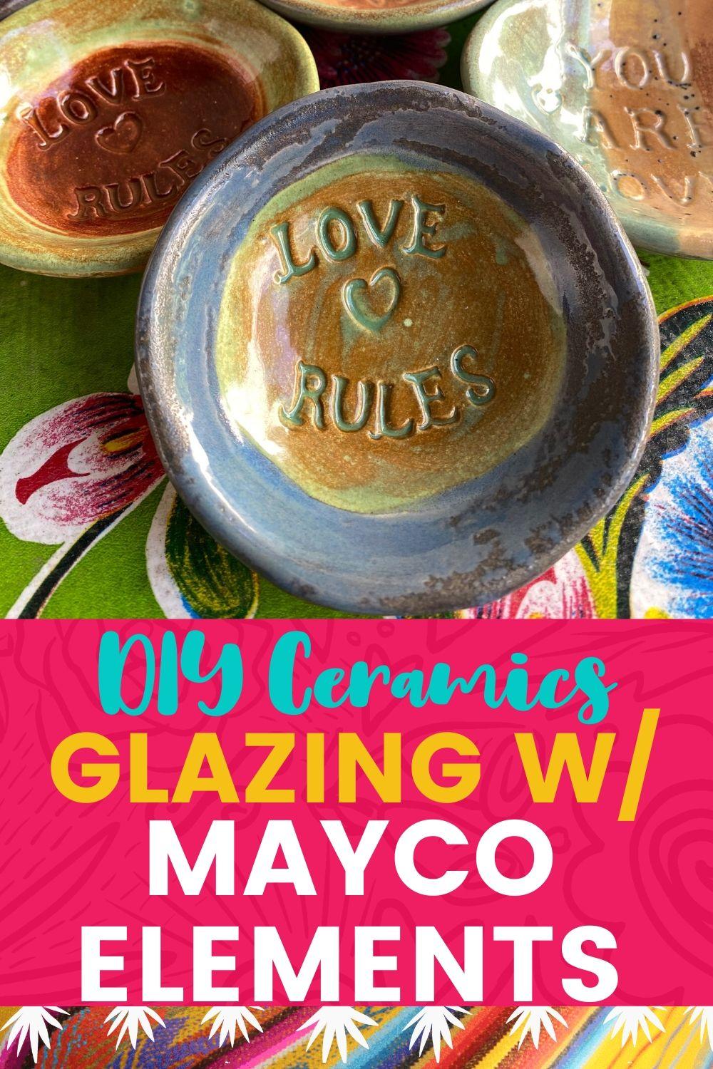 Glazing ceramics with Mayco Elements #craftychica #maycoelements #pyop