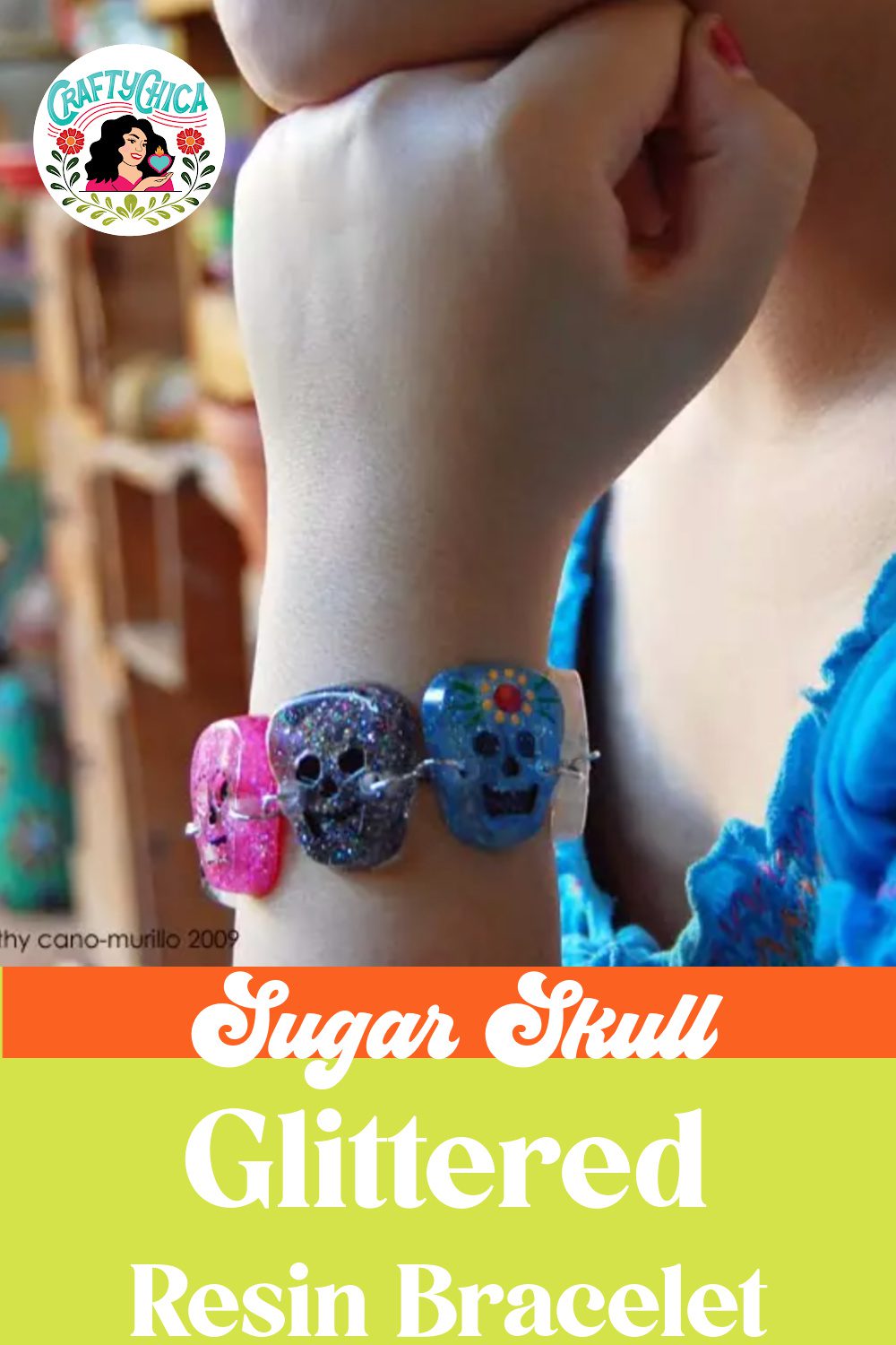 resin sugar skull bracelet