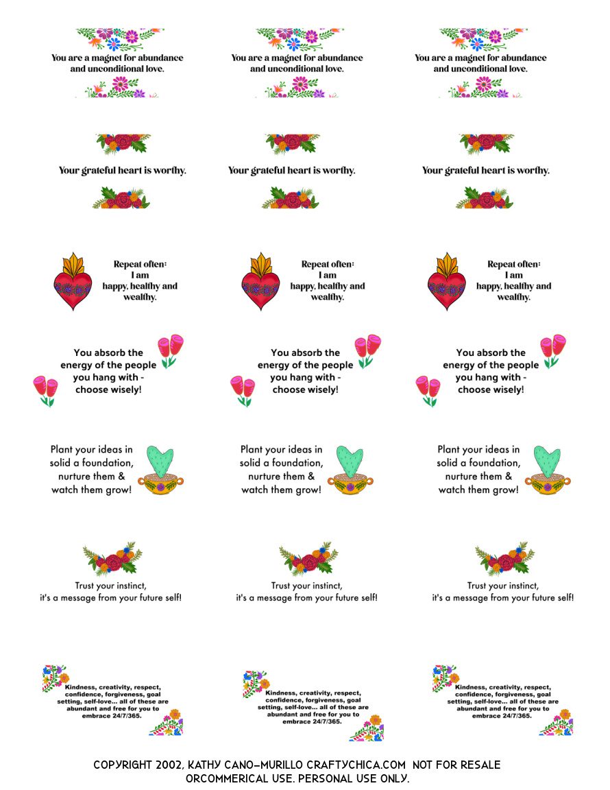 Crafty Chica Affirmation printables