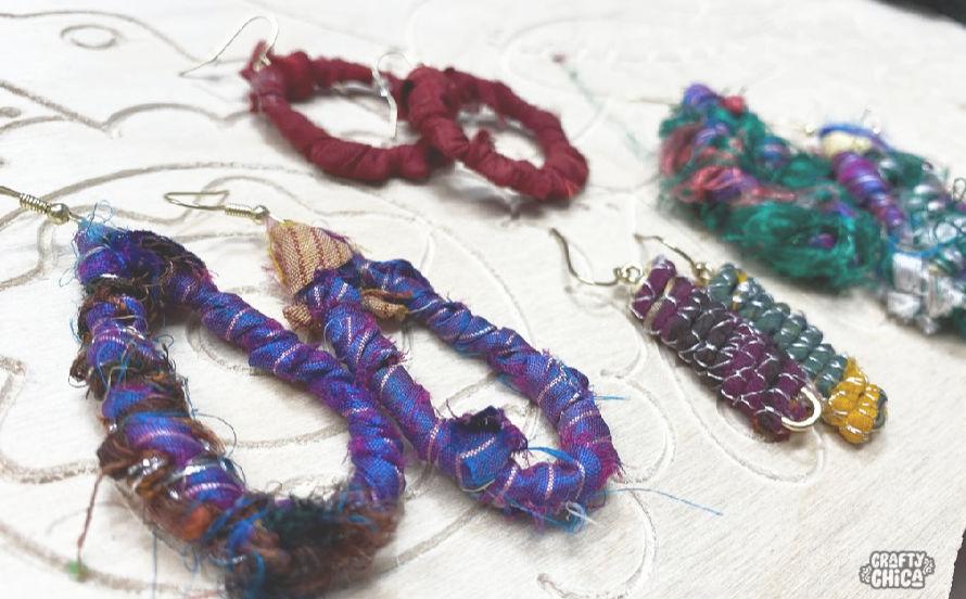 How to make sari ribbon earrings #craftychica