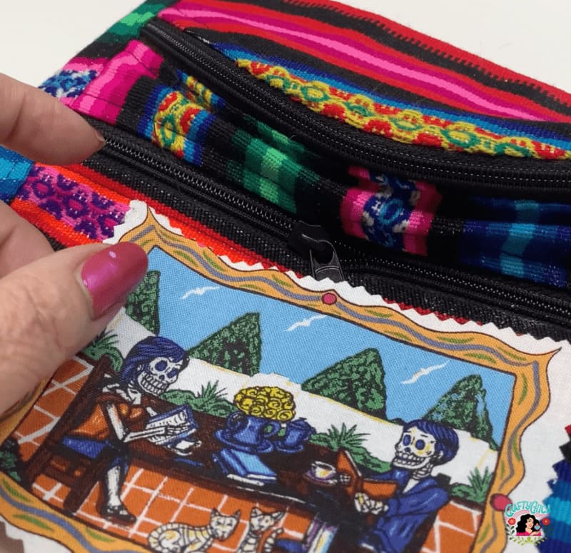 hand stitching to embellish a fanny pack
