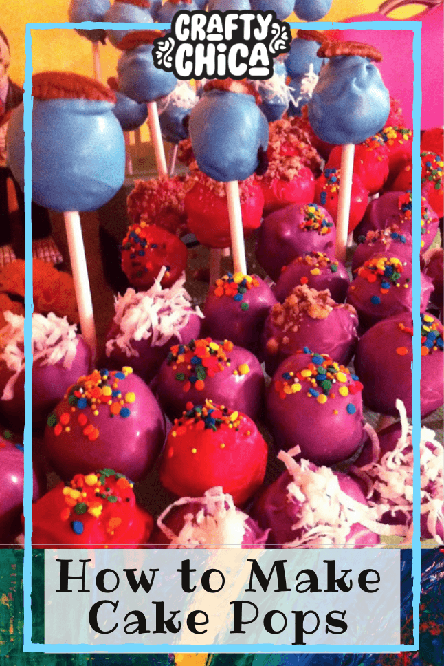 How to Make Cake Pops ( blue, pink, red and sprinkled cake pops on CraftyChica.com)