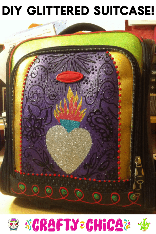 DIY Glittered Suitcase by Crafty Chica #glitterideas #craftychica #glittercraft #travelcraft