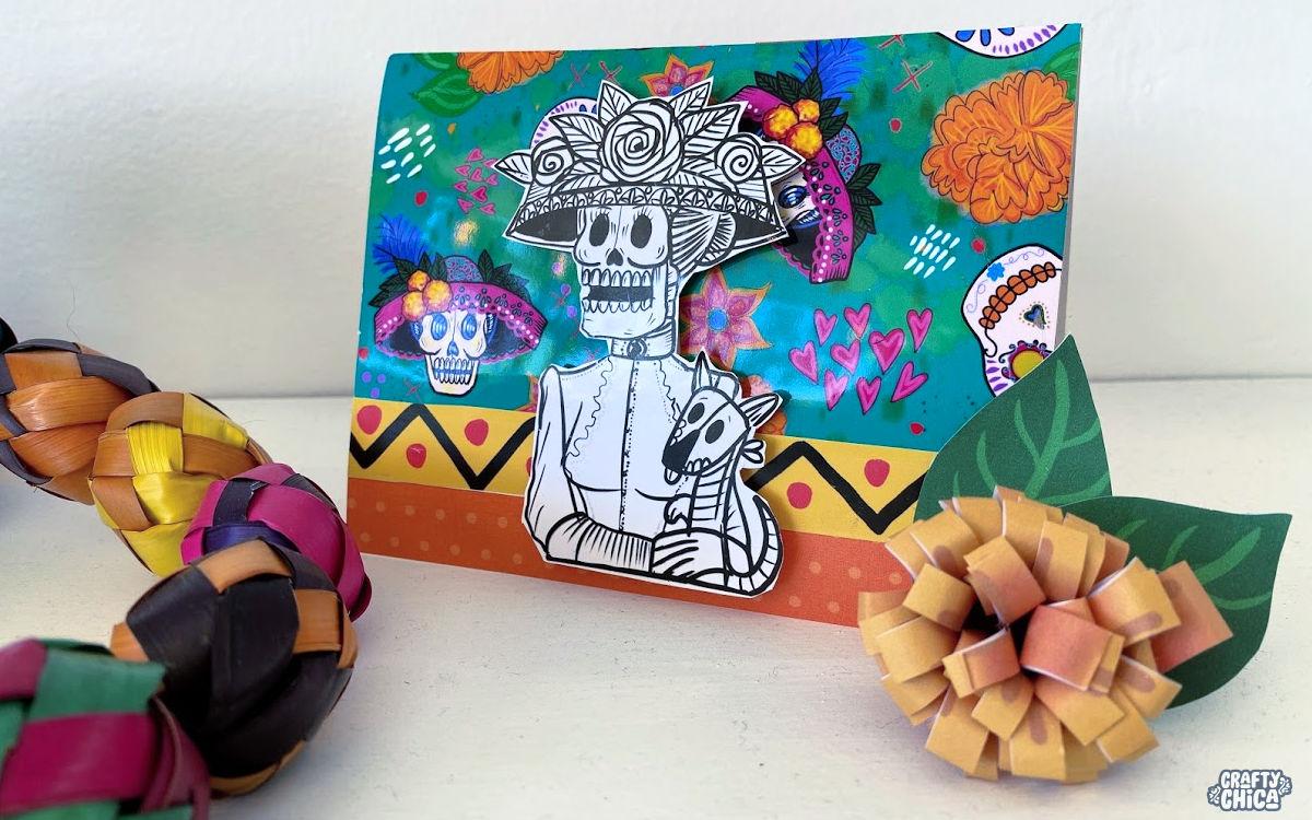 Free printable: La Catrina pop-up card #craftychica #dayofthedead