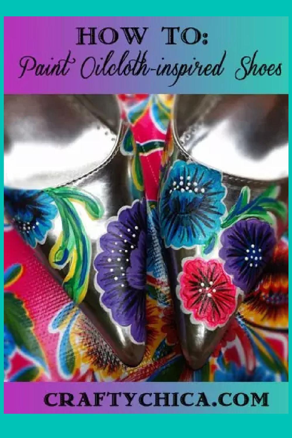 نحوه رنگ آمیزی کفش های الهام گرفته از پارچه روغنی! #craftychica #کفش های نقاشی شده