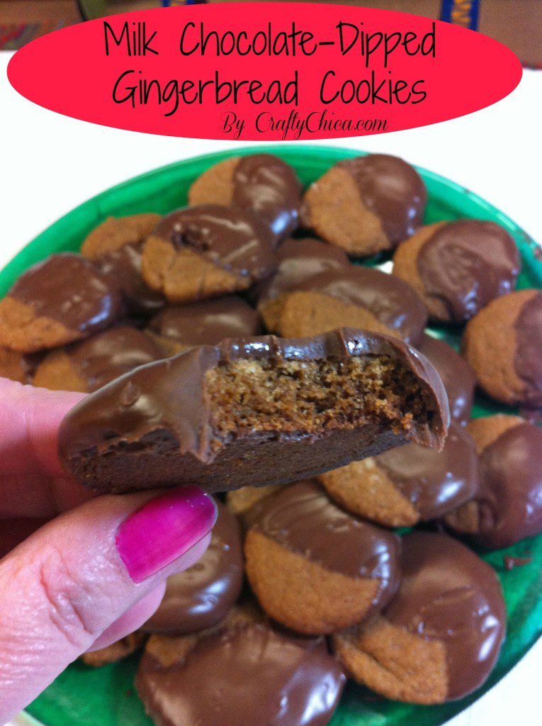 Chocolate-dipped gingerbread cookies by CraftyChica.com.