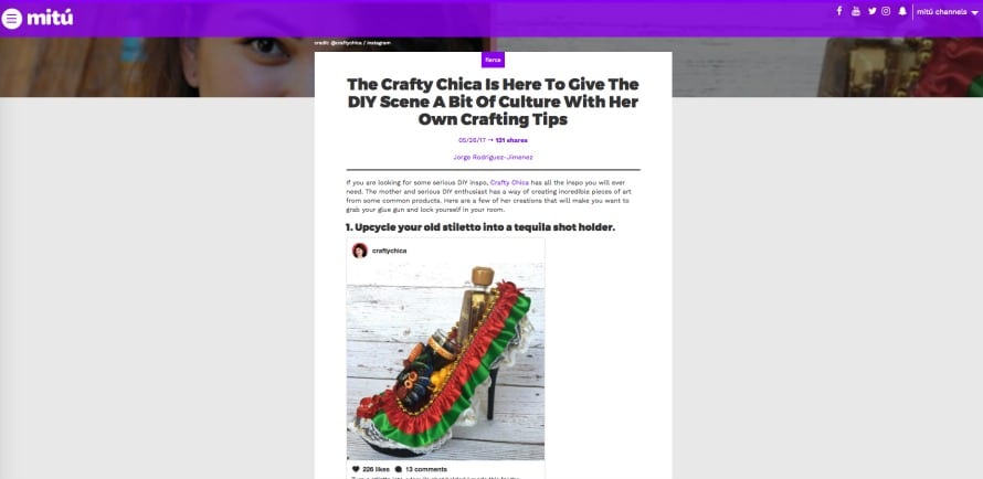Mitu article on Crafty Chica