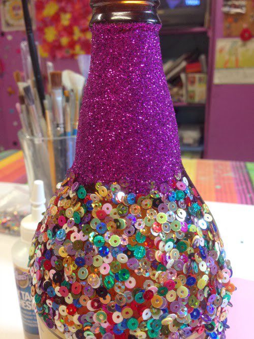 How to glitter a bottle, CraftyChica.com