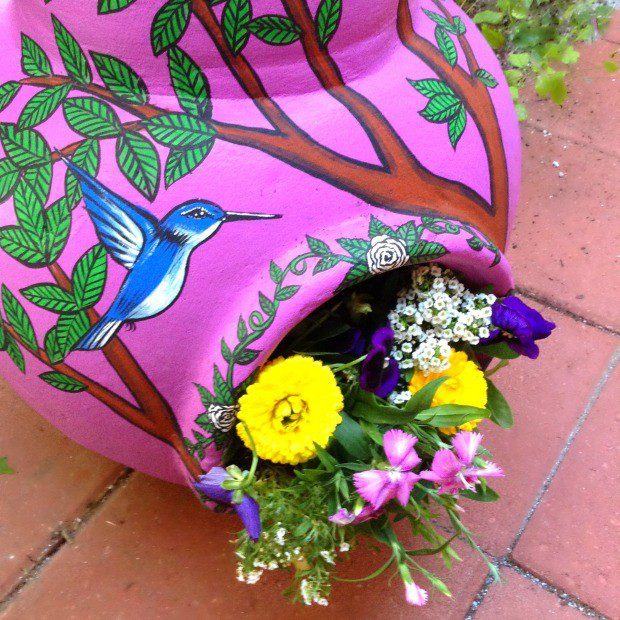 Painted Chiminea Planter by CraftyChica.com