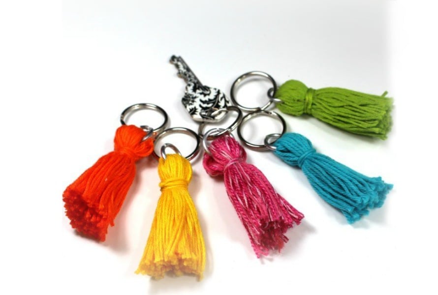 BEL AVENIR Set of 8 Elegant Polyester Tassel Colorful Craft Tassels Charms for Key Chain Straps DIY Accessories Beige, 8 Pack