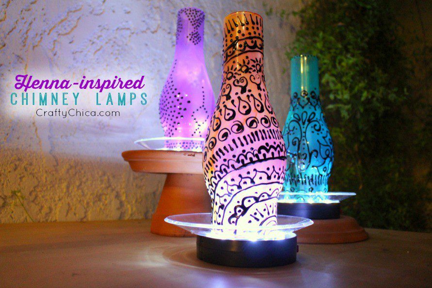 Painted Chimney Lamps by CraftyChica.com.