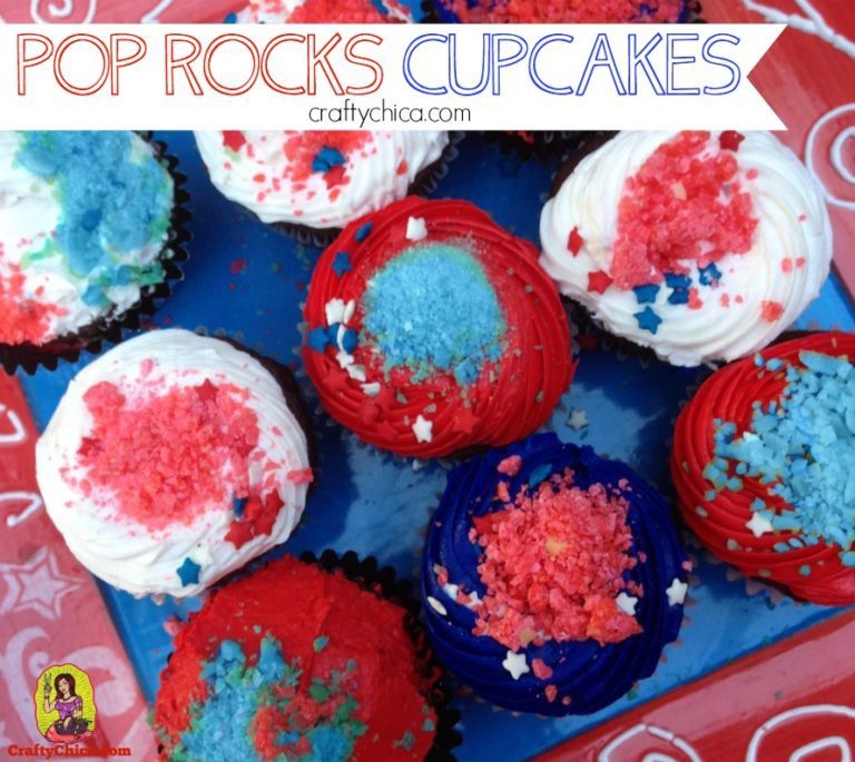 Sprinkle Pop Rocks candy on top of cupcakes for a poppin' 4th of July treat!