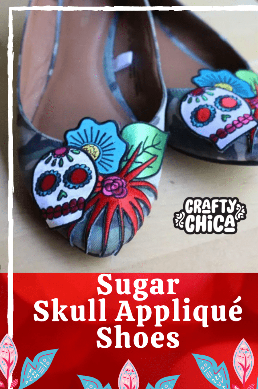 Pin it! Sugar Skull Appliqué Shoes craft DIY 