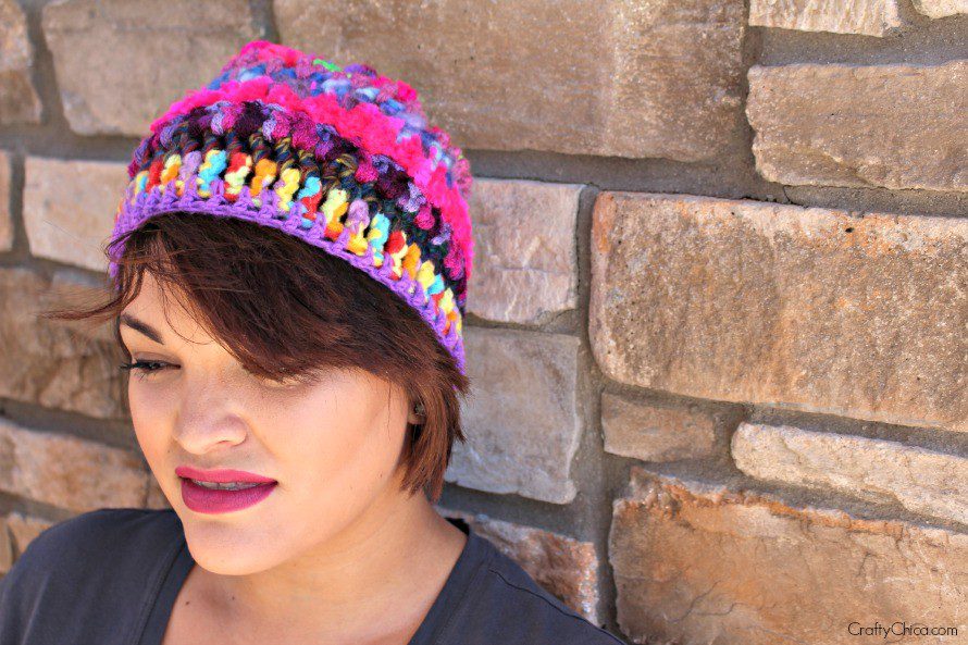 This one has 50 stitches across, for a larger beanie or slouchie hat, increase stitches to 60.