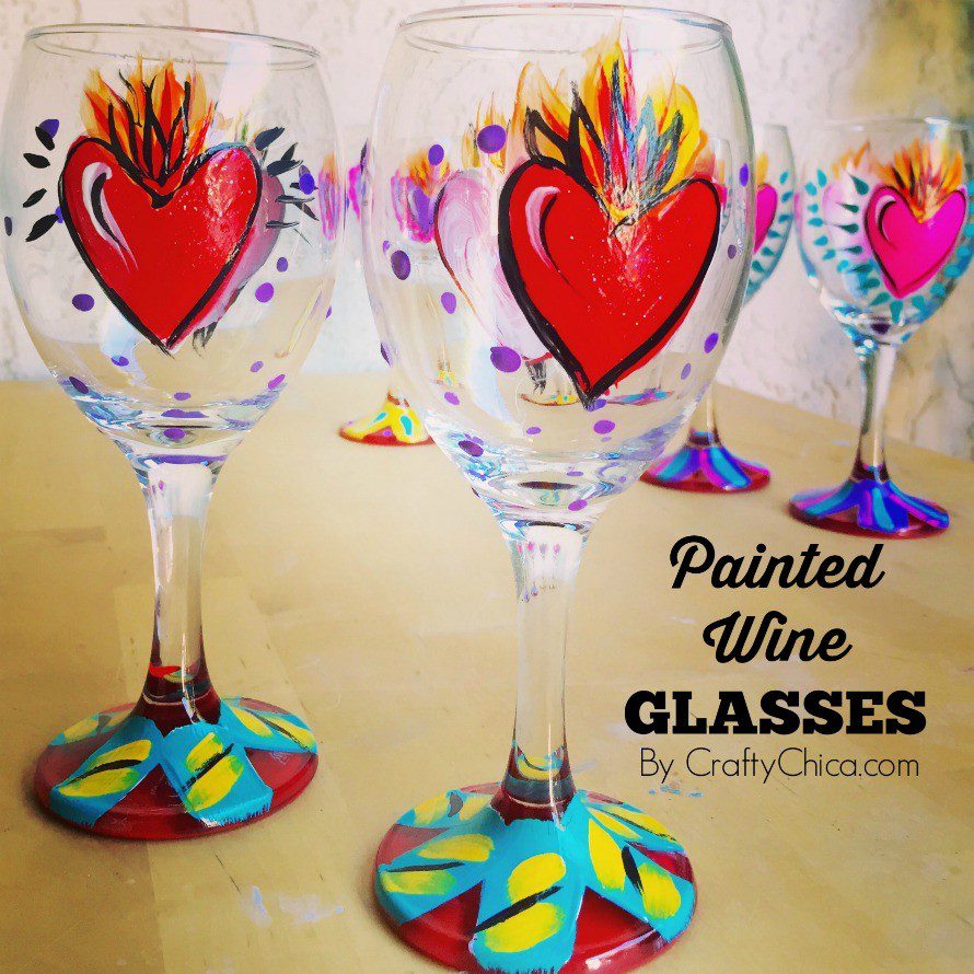 painted wine glasses - crafts to make when you're bored