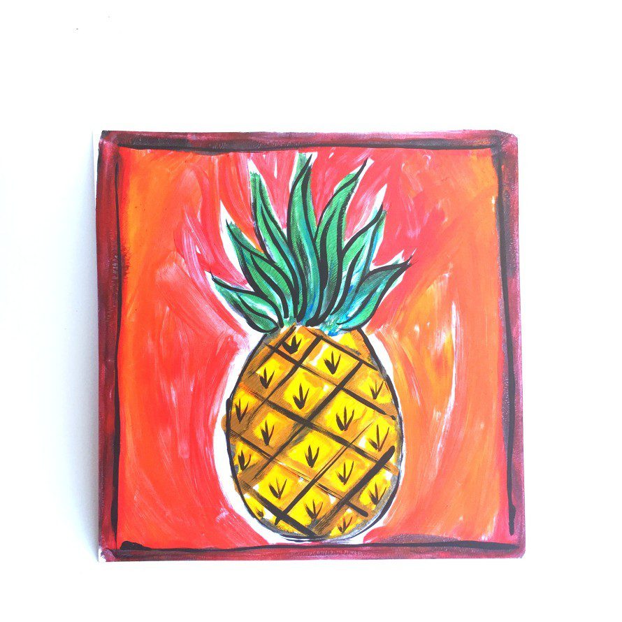 Pineapple monoprint made with a Gelli Plate. CraftyChica.com.