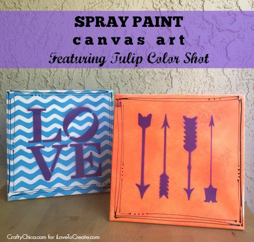 Spray Paint Canvas Art! Use lace, stencils and spray paint to make a colorful canvas! CraftyChica.com