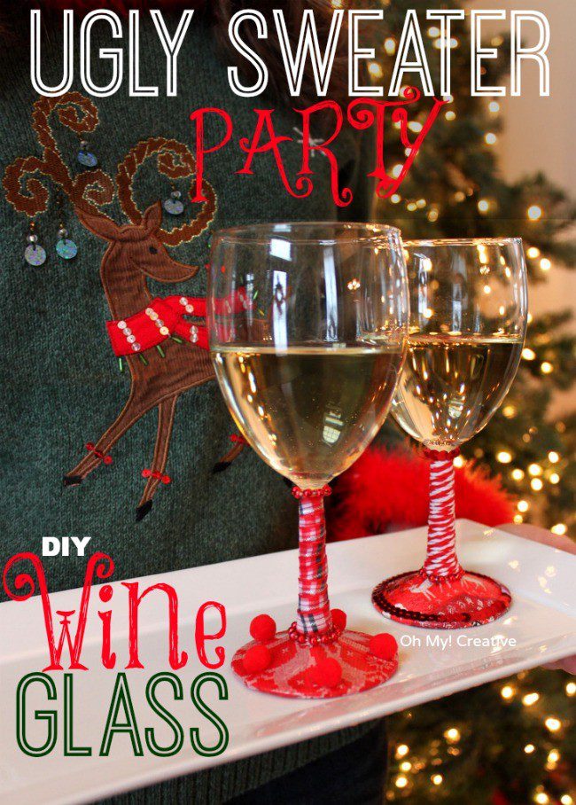 Ugly-Christmas-Sweater-Party-DIY-Wine-Glasses-OhMy-Creative.com_