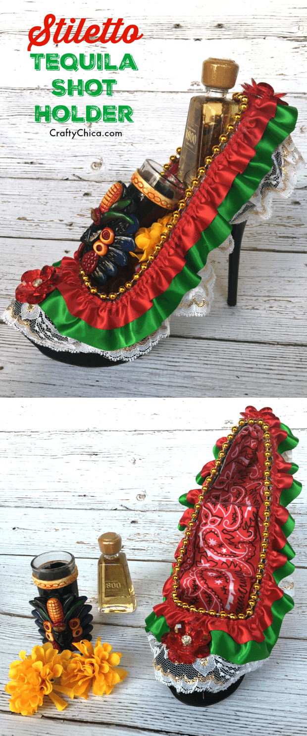 Turn a stiletto into a tequila shot holder, by CraftyChica.com