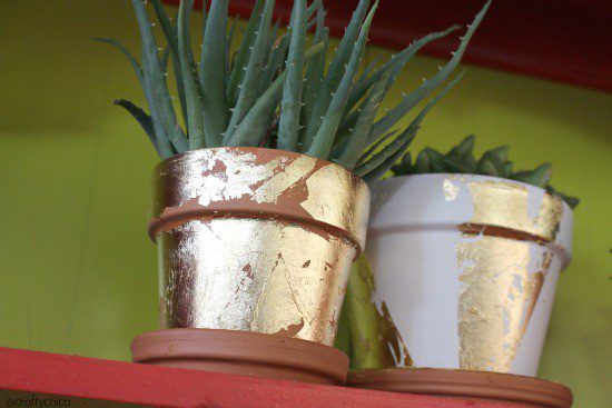 vasos de folhas de ouro artesanato em terracota - barro rojo
