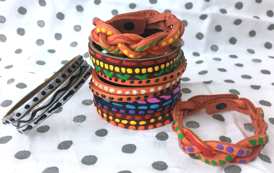 painted leather bracelets by CraftyChica.com.