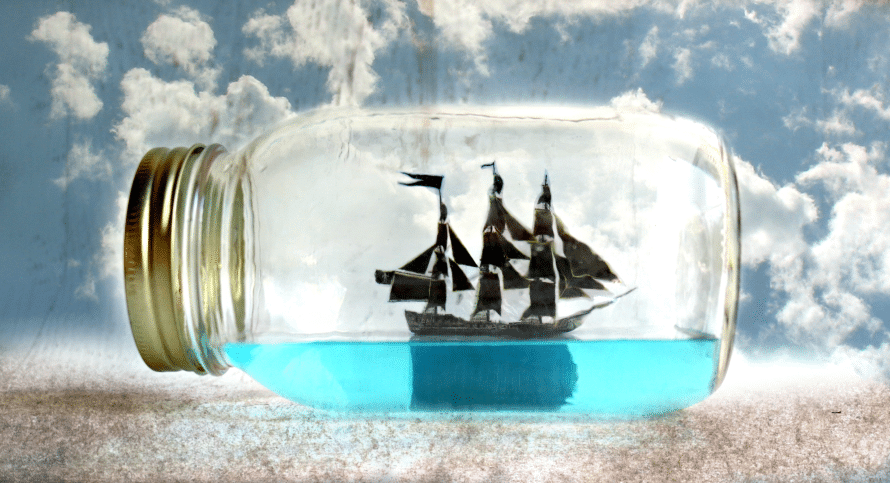 Ship in a bottle craft, by Crafty Chica.