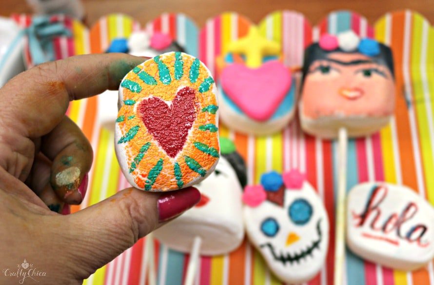 Painted marshmallow pops by Crafty Chica.