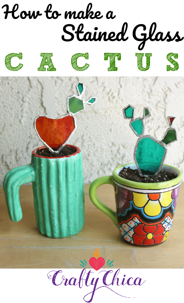 How to make a stained glass cactus, by CraftyChica.com.