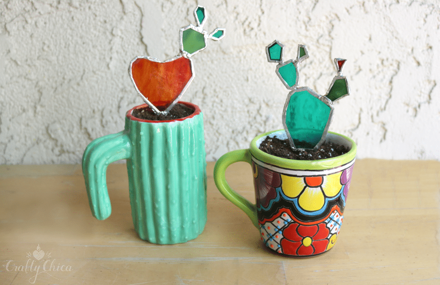 How to make a stained glass cactus, by CraftyChica.com.