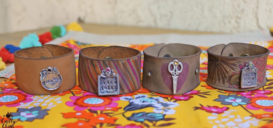 Torched leather cuffs