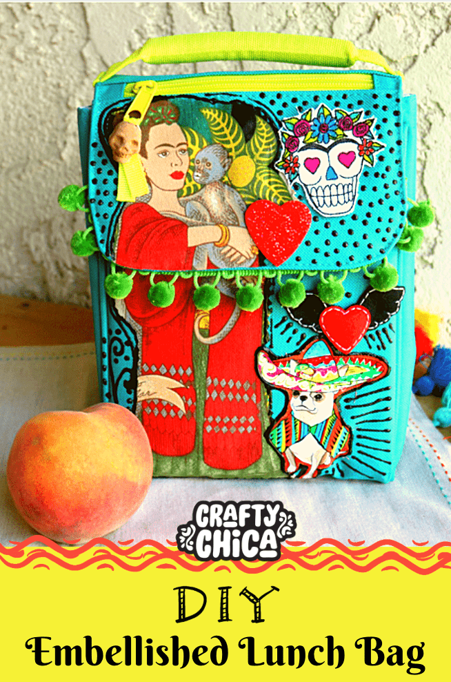 DIY-Embellished-lunch bag- #craftychica #nationalpackyourlunchday