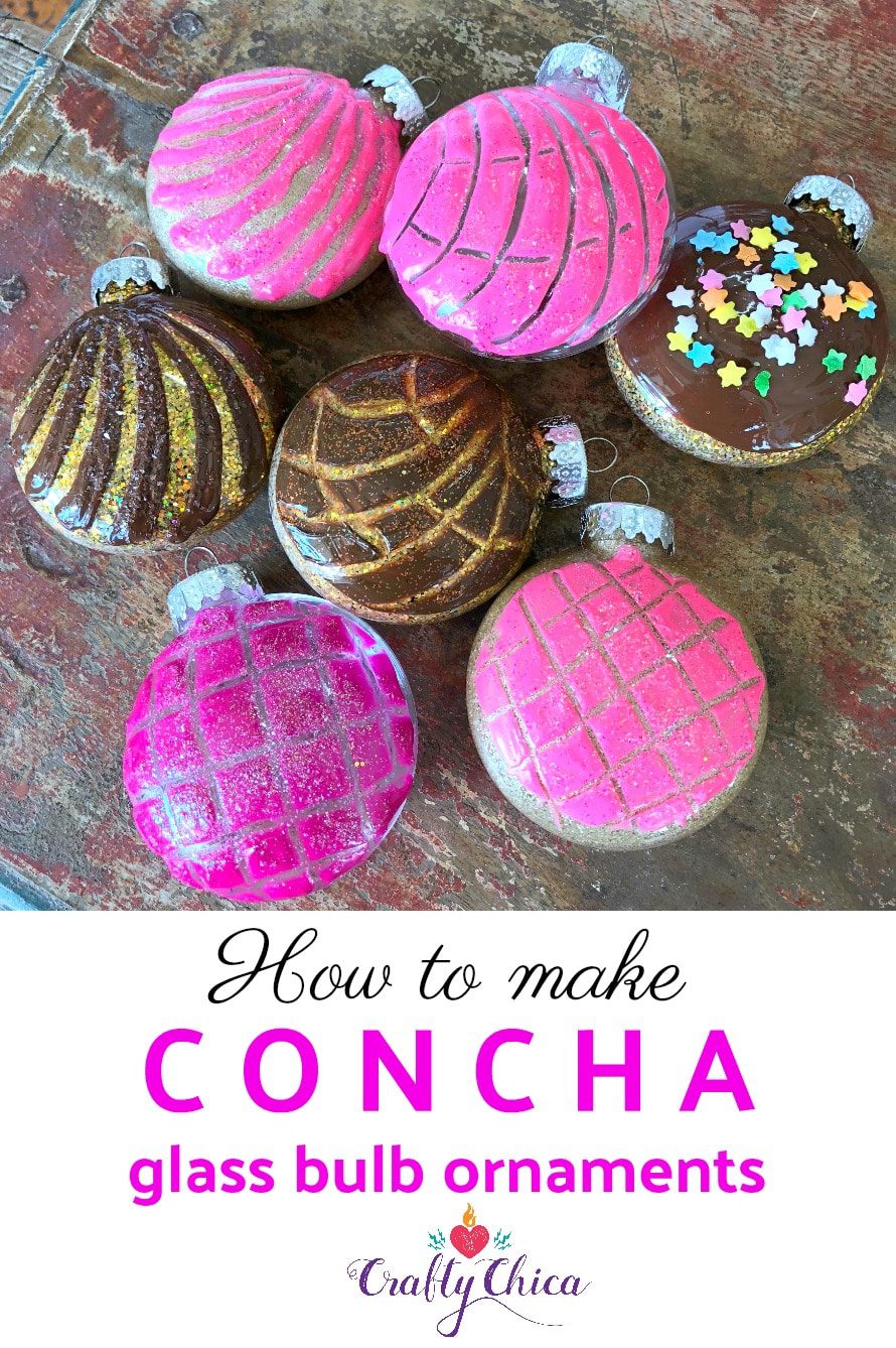 Concha-inspired holiday ornaments