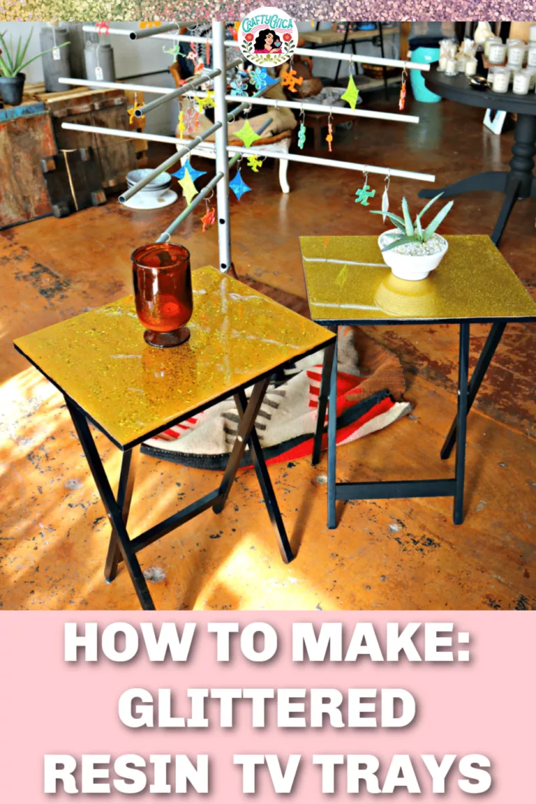 How to make painted TV trays, then add glitter and seal them all in resin. 