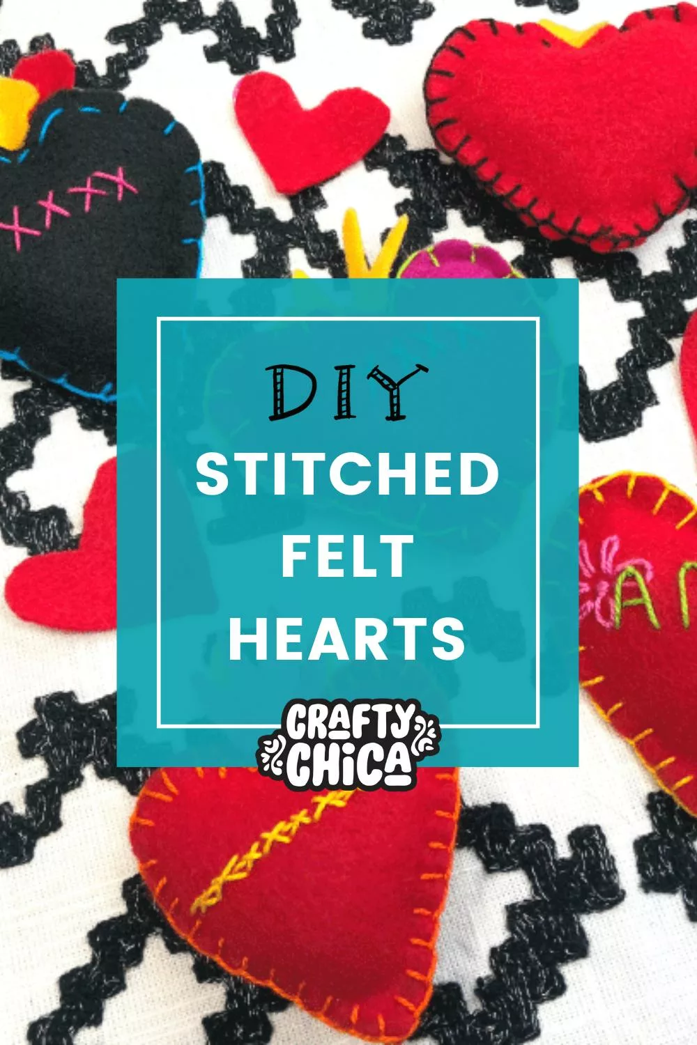 diy stitched felt hearts