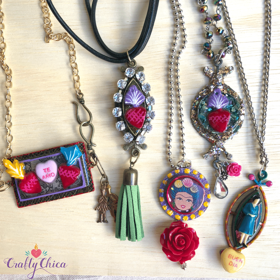 Resin jewelry by Crafty Chica.