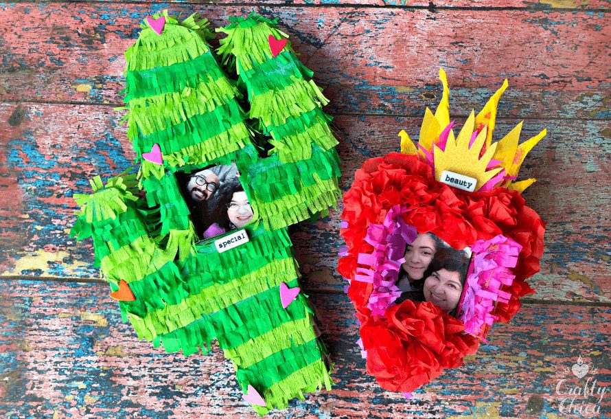 Piñata Craft: How to make photo frames from cardboard boxes