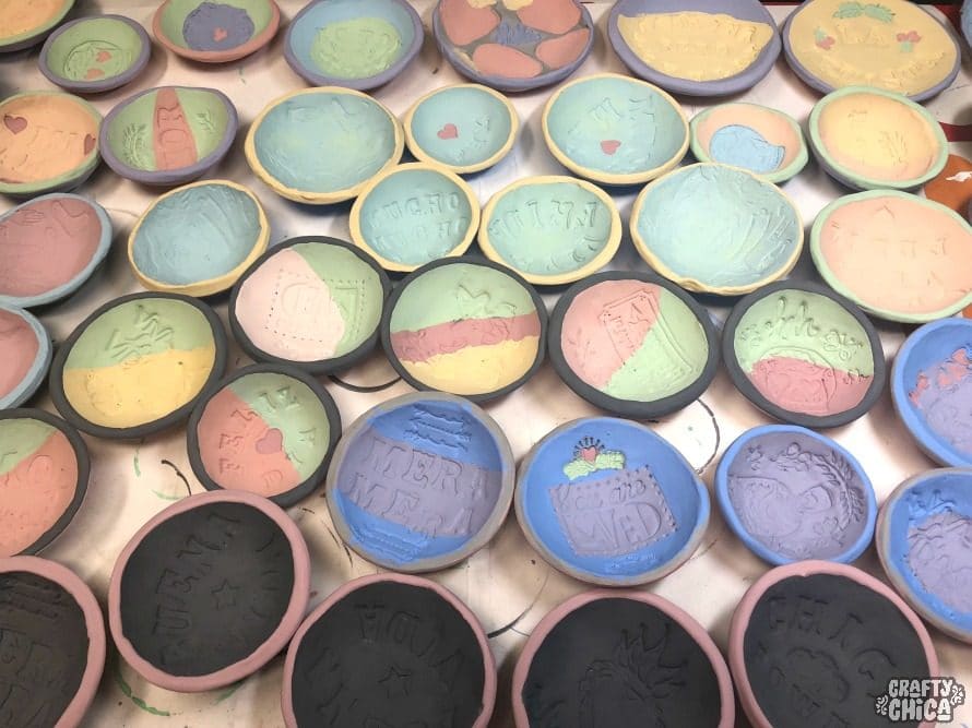 stamped clay bowls by crafty chica