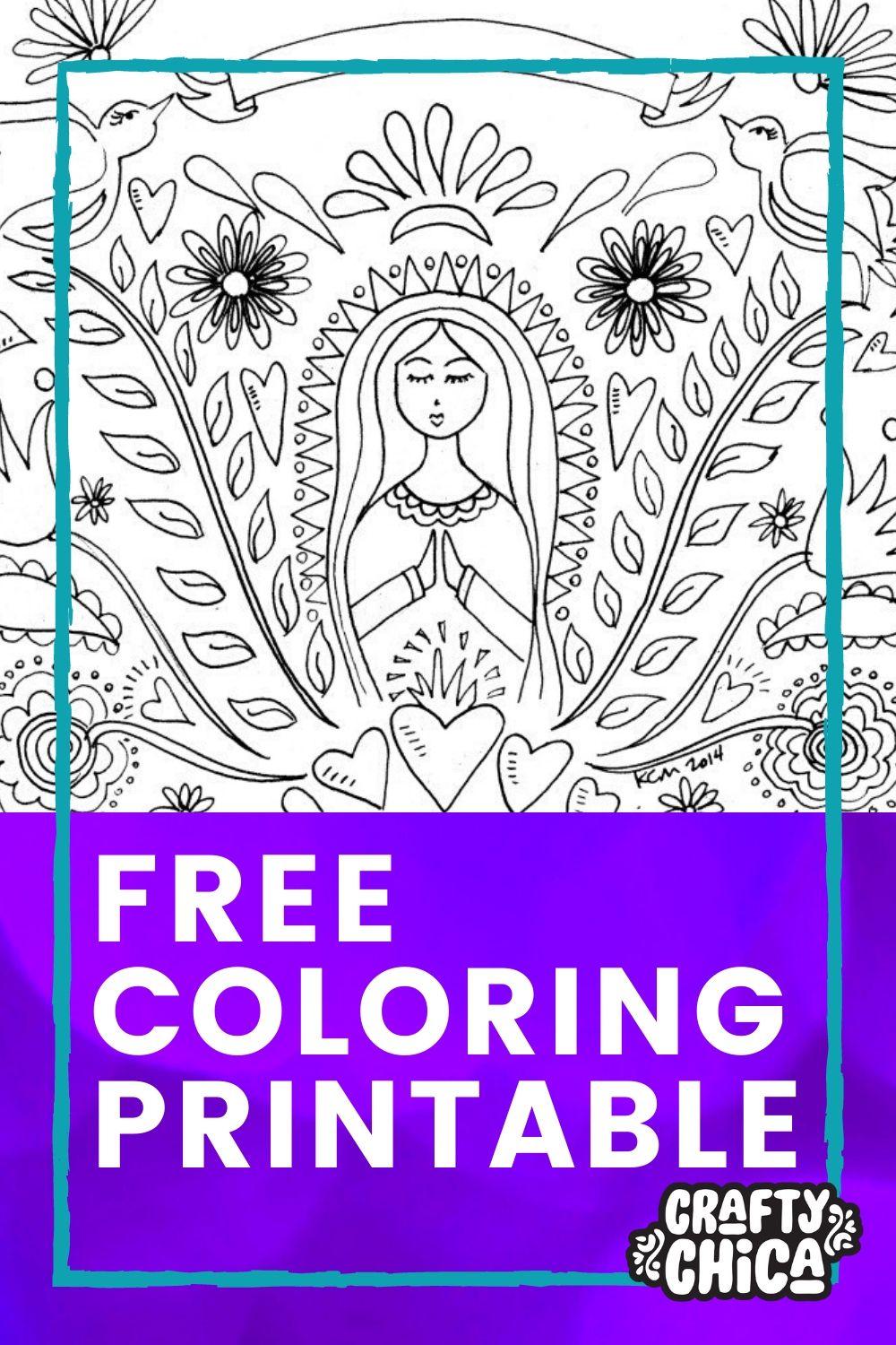 Free Mother Mary coloring page! #craftychica #freeprintable #coloringpage