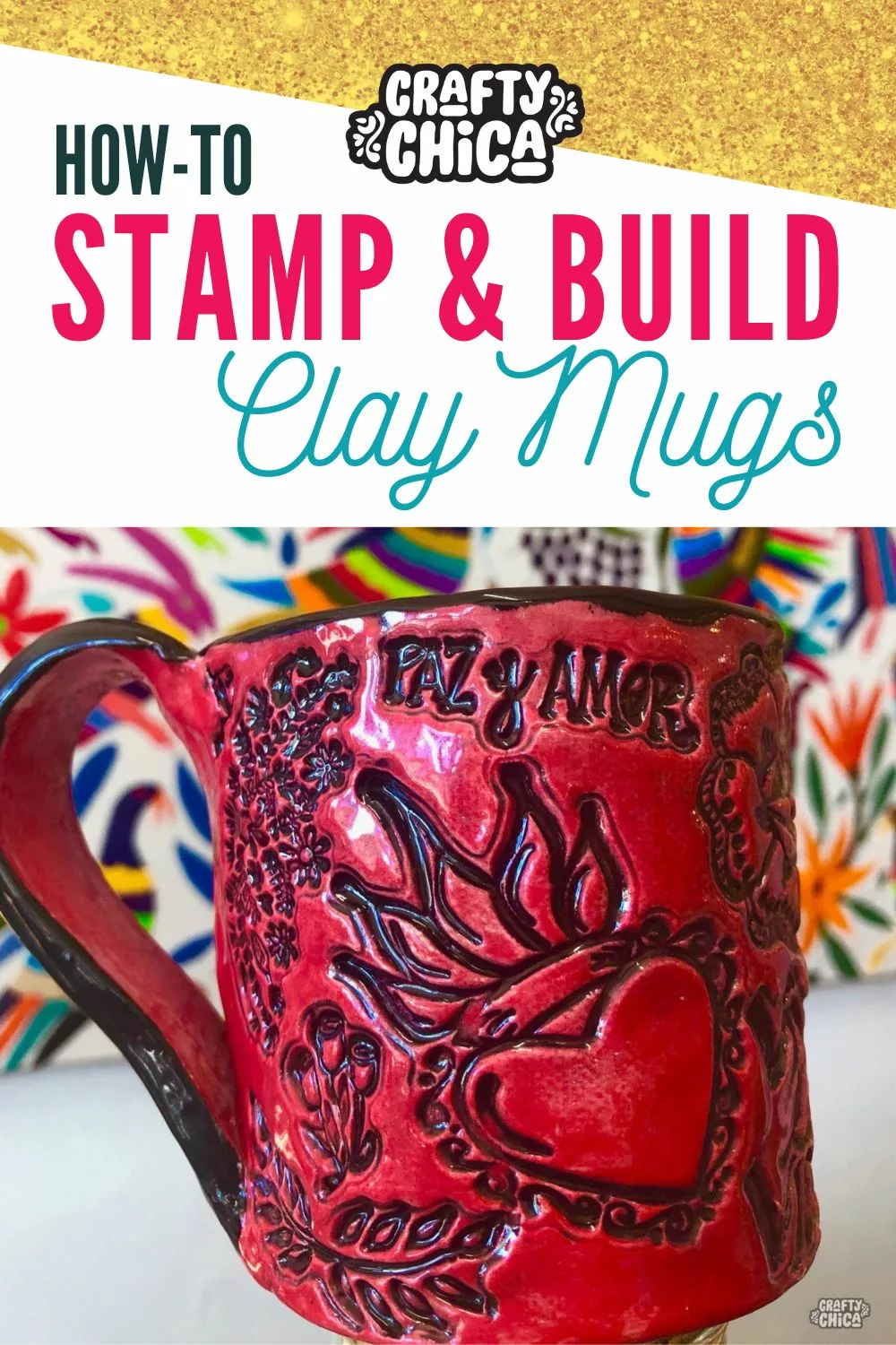 stamped clay mugs