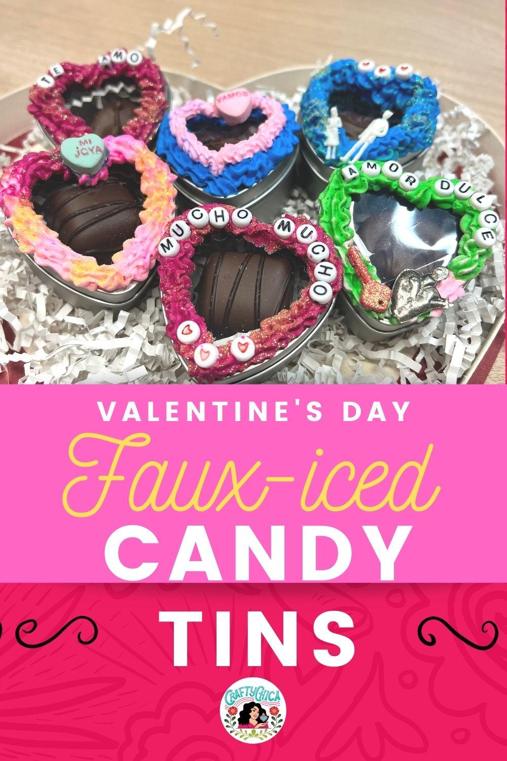 valentine party favors - Valentine DIY: Corazón candy tins w/ faux frosting