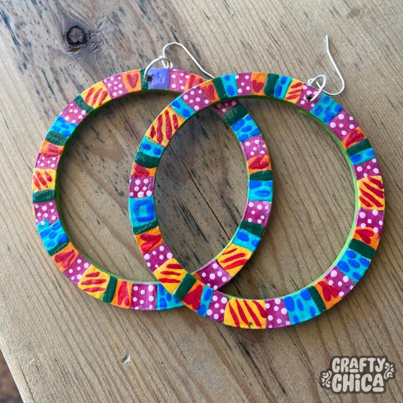 crafty chica painted hoop earrings