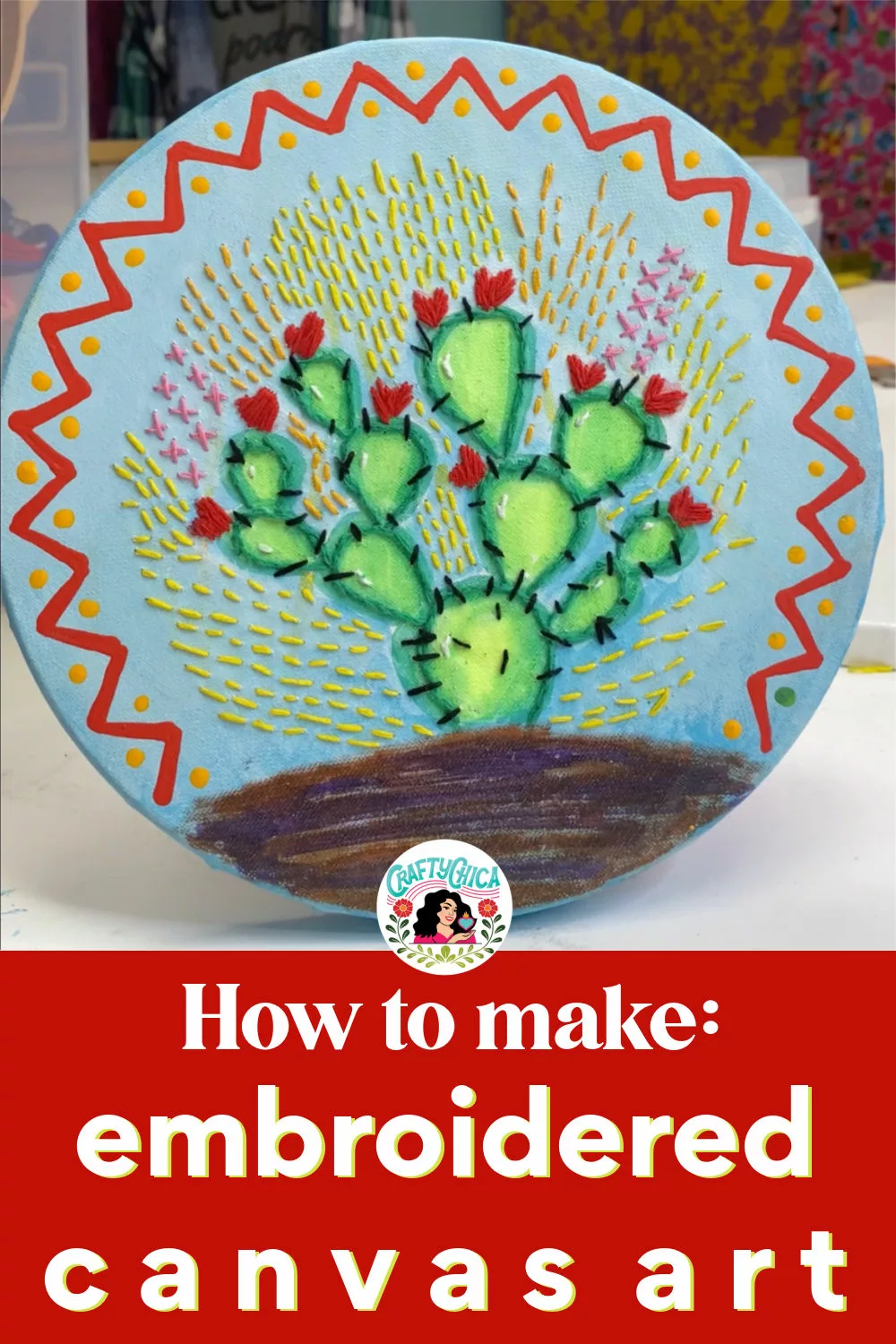 how to embroider on a canvas - mixed media embroidery
