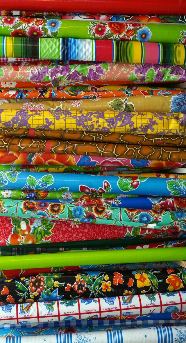 bolts of oilcloth fabric