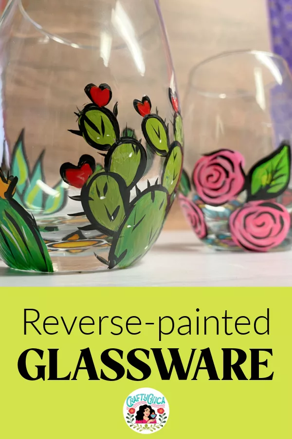 reverse painted glassware