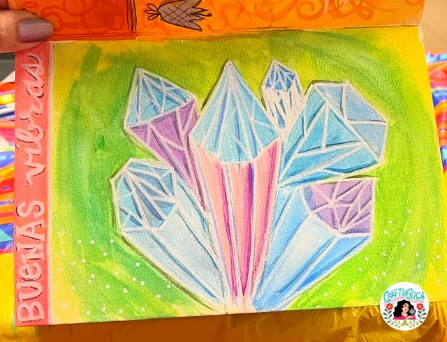 watercolor painting of crystals