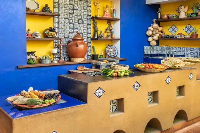 Frida Kahlo inspired kitchen. Credit:mofles